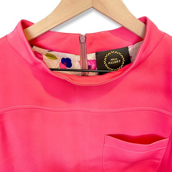 Julia‎ Allert Luxury Couture Sustainable Pink Cap Sleeve High Neck Shift Dress S - Picture 5 of 11